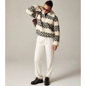 J. Crew Jacquard Half-Zip Wool Blend Sherpa Fleece Pullover Nordic Natural S
